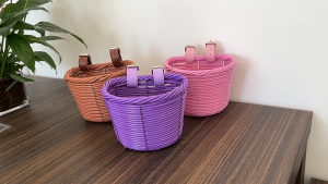 Xe đạp trẻ em Giỏ trước Bộ Truyền Phát Chuông Xe Đạp Xe đạp trẻ em tay lái trang trí giỏ liễu gai với nhãn dán