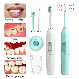 2 IN 1แปรงสีฟันไฟฟ้าไฟฟ้าโซนิคเครื่องขูดฟันแบบพกพาหินปูนเครื่องมือทําความสะอาดฟันด้วยคลื่นความถี่สูงกําจัดฟันสําหรับฟัน