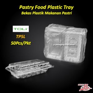 TOLI/Benxon Pastry Food Plastic Tray Transparent Container TP5L/OPS-H2L (50Pcs/Pkt) Bekas Plastik Makanan Kuih Pastri