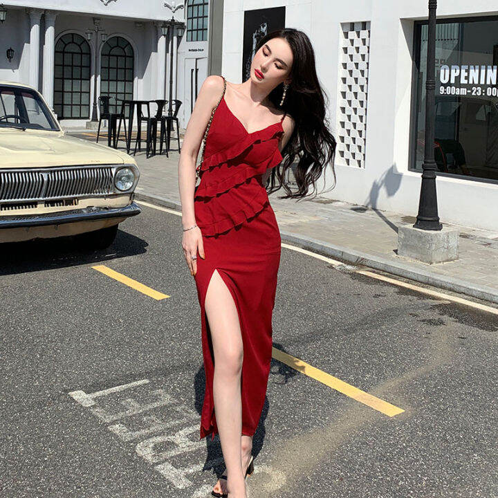 Dark best sale red dress