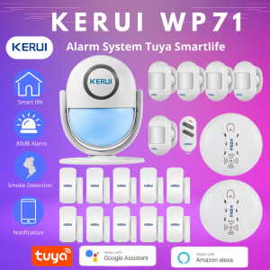 Alarm Rumah  KERUI WP71 Sensor Gerak Pintu Asap Tuya Smart Alarm System