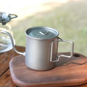 Ultralight 420ml Grade Titanium Pour Over Coffee Kettle Gooseneck Spout Folding Handle for Camping Hiking Travel Boat Travel2026