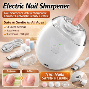 2-in-1 Auto Electric Nail Trimmer & Clipper Alat Kuku Elektrik for Kids & Elderly USB Rechargeable White
