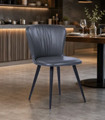 Stylish Modern Durable PU Leather Upholstered Chair Grey for Cafe Restaurant Waiting Reception Lounge Dining