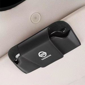 High quality Multifunctional Leather Car Glasses Case Car Sun Visor Sunglasses Storage Clip Car Storage Case car accessories For Nissan Urvan Sentra Almera X-Trail Patrol Navara Frontier Cefiro Juke 370Z Grand Livina Altima Sylphy