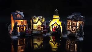 -border Hot-ing Christmas Gift Decorations LED Light House Set Christmas DIY Decoration Christmas Village Resin Crafts
