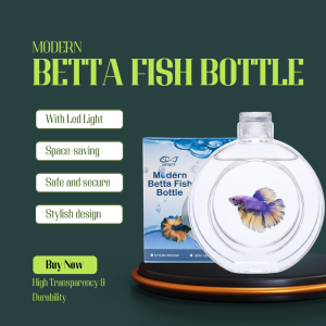 Modern Acrylic Betta Fish Bottle Clear Round Betta Tank with Multicolor LED Light