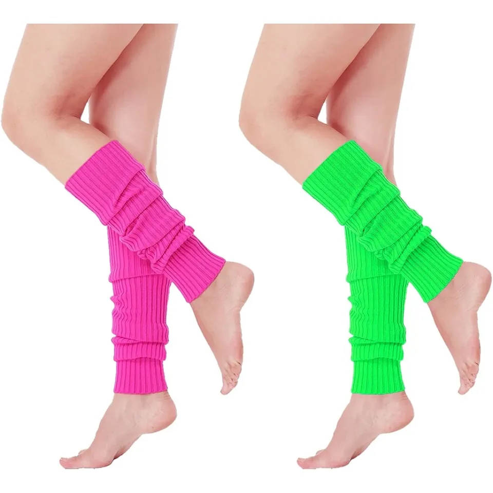 Womens Y2K Fashion Striped Leg Warmers Adult Junior 80s Ribbed