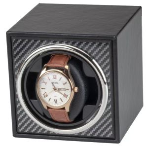กล่องหมุนนาฬิกา 1 เรือน วอลนัทสีดำไม้ Watch Winder กล่องนาฬิกา กล่องหมุนนาฬิกาอัตโนมัติ ปรับได้สามเกียร์