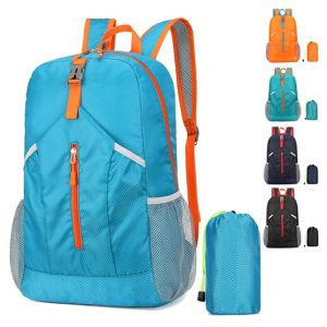 CUTE DIY Zipper Foldable Backpack Large Capacity with Drawstring Storage Bags Lightweight Nylon Bag Portable Shoulders Bag Women
