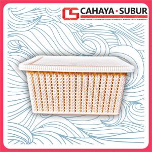 Keranjang Penyimpanan Green Leaf Mosaic Anyaman Harga Satuan Plastik Premium Quality