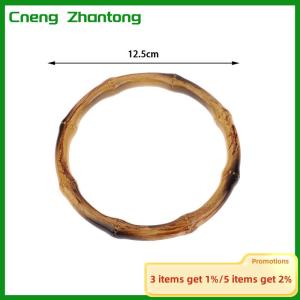 Cneng 1Pc Bamboo Purse Handle Frame Hanger DIY Bamboo O Bag Handle Bag Straps Replacement Bamboo Handles Handcraft Wooden Rings