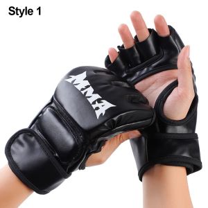 MADEWITH 1Pair Professional Boxing Gloves Leather Cushion Versatile Training Gloves Half Finger Kickboxing Gloves for Adult Sanda Boxing UFC Training