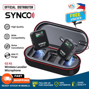 SYNCO G2 G2A1 G2A2 PRO Wireless Lavalier Microphone System 2.4G Dual Lapel Mic Noise Canceling Studio Audio Quality 24H Duration 656FT Range Compatible with DSLR Camera IOS Android OnLine Class Vlog Live Stream Interview Blog Lapel Microphone VMI Direct