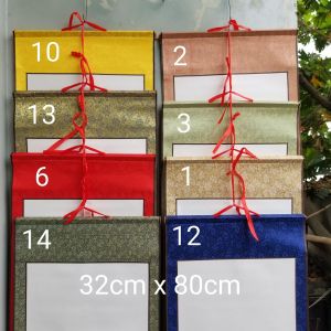 Set 4 tấm biểu bồi lụa viết thư pháp Kích thước 32cm x 80cm. Nghiêng giấy bút mực biểu lụa thư pháp.