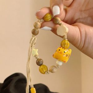 XINSU38 Handmade Ceramic Cat Bracelet Korean Style Lucky Cat Maneki Neko Bracelet Creative Liuli Bead Cat Bead Bracelet Gift