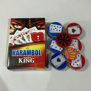 Biji Karambol Tebal 4 mm Motif Kartu Remi Master King / Random | Koin Krambol Satu Lapis Original | Keping Kerambol 4mm | Coin Carambol Carrom Games