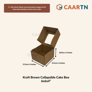 CAARTN (No Fold) 7" 8" 9" 10" White Window Cake Dessert Kraft Pastry Box Food Packaging