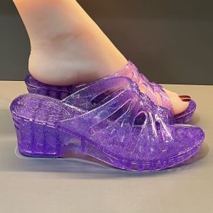 [Free Shipping] WomenS New Transparent Sandals Thickened And Breathable Stylish And Fashionable High-Heeled Chunky Heel Crystal Slippers For Outdoor Wear