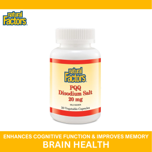 [Spend RM150 and receive an extra gift] Natural Factors PQQ 20mg 30 Veg Caps for Brain Heart & Skin Mitochondrial Support Pyrroloquinoline Quinone