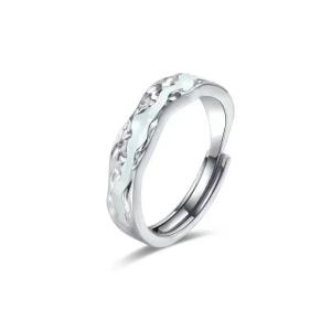 New Enamel Luminous Adjustable Finger Ring Vintage Luxury Love Couples Rings Glow in Dark Y2K Jewelry Valentines Day Gifts