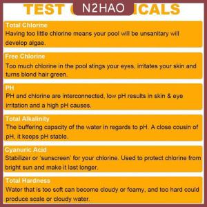 N2HAO Dải thử Clo PH đa năng 6 trong 1 Giấy thử nước hồ bơi Spa