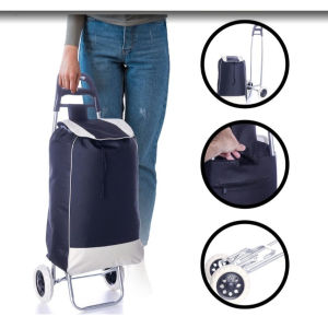 Folding Grocery Market Trolley Shopping Cart With Wheels Multifunctional Utility