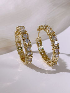 Frascati Korean Fashion Simple Zircon Metal Hoop Earrings For Woman Girls Luxury Jewelry Wedding Party Set Accessories