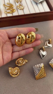 3 Pair Fashionable Gold Plated Starfish Shell Earrings Set Stackable Ear Studs Accessory for Casual Or Vacation Outfits