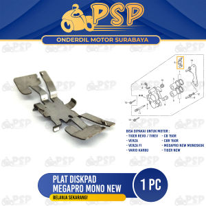 Plat Diskpad Megapro New (Depan) - Plat Seng Tahanan Dispad Kampas Rem CB 150R Mega Pro Mono Tiger