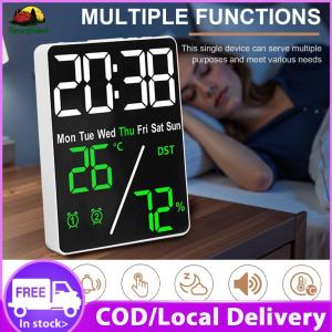 【Clearance Sale】 Digital Travel Alarm Clock with Temperature Indoor Humidity Digital Large Display Digital LED Clocks 3-level Brightness Adjustment Calendar Display Table Clock for Kitchen Baby Room Office