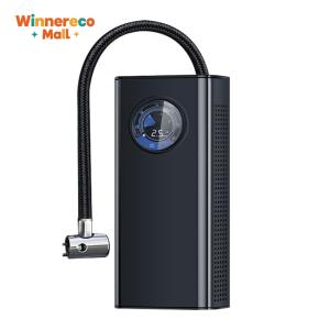 Portable wireless air pump for vehicles with handheld operation auto shut-off and multiple nozzle attachments