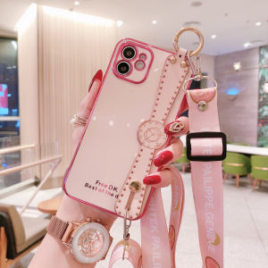 For OPPO Reno 8 5G Reno 8 Pro Reno 8Z Reno 8 4G Wristband Phone Case Casing with Free long lanyard  Electroplating candy color case with camera protection Case