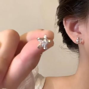 Anting Bintang⭐ Sparkling Star Zircon Earrings French Style Jewelry Elegant Cute Women Accessories