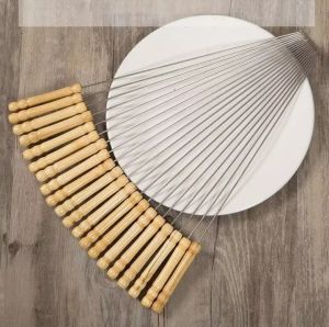 10-40PCS Stainless Steel Barbecue Skewers Needle BBQ Stick Stainless Wooden Handle Affordable and high quality stick for barbeque Reusable Barbecue SkewersStainless Steel Barbecue Skewer BBQ Needle Sticks with Holder for Outings Cooking Tools