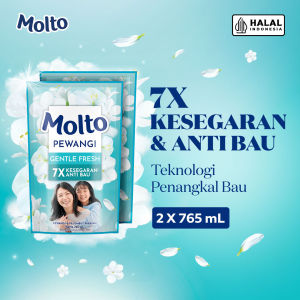[Paket isi 2] Molto Pewangi Pakaian Gentle Fresh 7x Kesegaran & Anti Bau 765ml