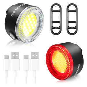 2026 BUCKLOS COB Bike Taillights Headlight USB Rechargeable Bicycle Safety Warning Light MTB LED Front Rear Lantern Cycling Lamp Set