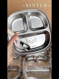 Kids Lunch Box Plate Stainless Steel 304 Cartoon Compartment Tray Insulated Baby Feeding
