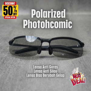 Kacamata Pria Hitam Sporty Photochromic Polaris Sunglass Hitam Cowok Kacamata Hitam Lensa Polaris Anti UV400