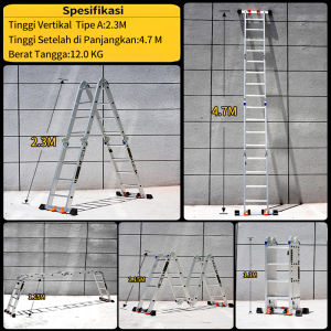 Tangga Lipat Aluminium Multifungsi untuk Rumah dan Konstruksi - 3.7M/4.7M/5.8M