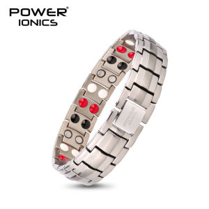 【FDA Registration】Power Ionics 4in1 100% Titanium Mens Anion FIR Germanium Accessory Charm Bracelet Jewelry Gifts W/ Tool