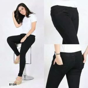 Celana Jeans Pinggang Karet Wanita - Jeans Panjang Cewek Pinggang Karet - Celana Denim Wanita Street - Jeans Pinggang Karet Wanita