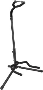 Basics Height Adjustable Portable Foldable Guitar Stand with Padded Non-Slip Secure Support for Acoustic Electric Bass and Banjos Black