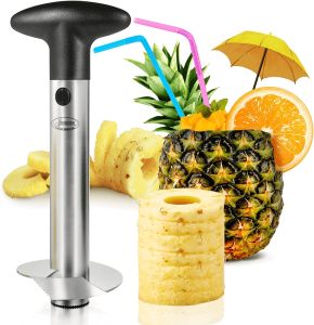 Pineapple Corer & Slicer Easy Kitchen Tool Stainless Steel Core Remover Pineapple Peeler Reinforced Blade Fruit Cutter Peeler