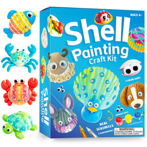 Childrens seashell painting kit - 4-12 Art and Craft Gift Kit for Boys and Girls Aged 10
