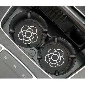 ที่วางแก้วรถไฟเหาะ 2 แพ็ค ที่วางแก้วแก้ว 2.75 นิ้วอ่อนคริสตัล Rhinestone แผ่นยางตั้งรอบ ที่วางแก้วอัตโนมัติแทรกอุปกรณ์เ