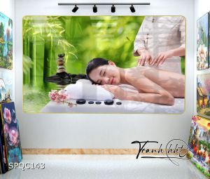 Tranh spa trị liệu tranh spa mát xa tranh spa cổ vai gáy Tranh Spa dưỡng sinh xoa bóp thư giãn tráng gương treo tường SPQC143