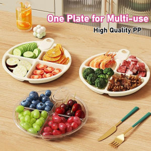 4 Grids Food Divided Plate Scallion Ginger Garlic Side Dish Compartment Storage Tray Hot Pot Preparation Ingredients Plate