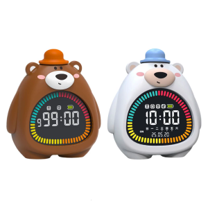 Silicones Bear Alarm Clock Nightlight Adjustable Timer Function Gentle Ambients Glows For Bedroom Home Office Decors