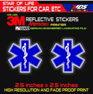 star of life 3M reflective printed laminated sticker for cars motorcyle bicycle etc.